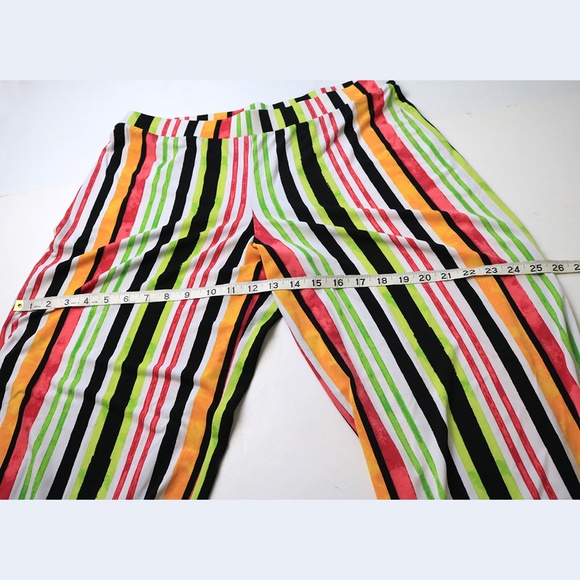 C Est 1946 Women Size M Colorful Stripe Stretch Pull On Wide Leg High Rise Pants - Picture 5 of 10